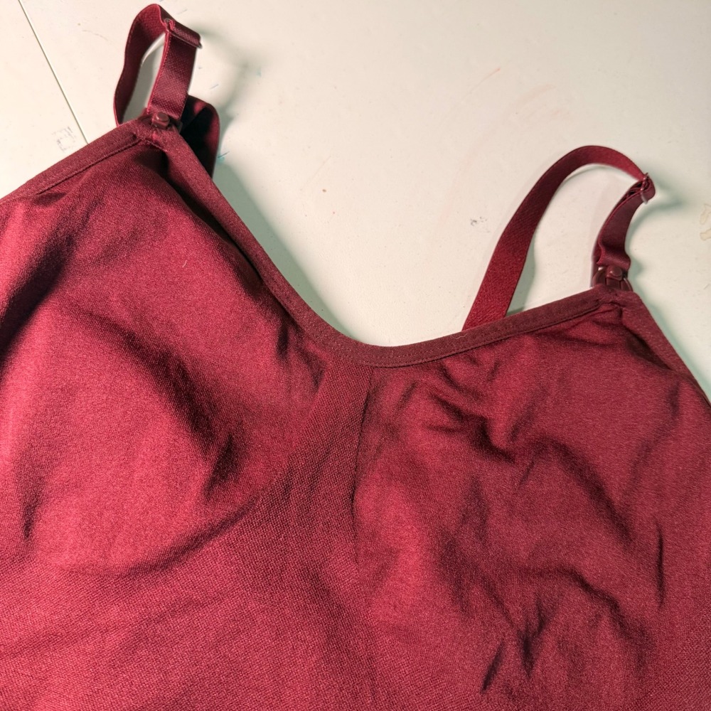 Maternity Nursing Camisole Burgundy Seamless Breastfeeding Tank Top Medium